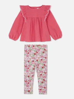 Zestaw z bluzką i legginsami w kwiaty