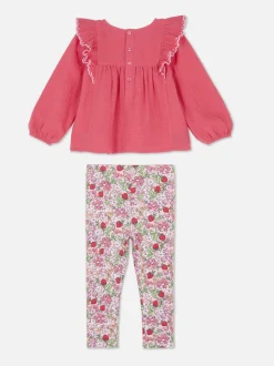 Zestaw z bluzką i legginsami w kwiaty