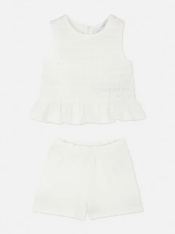 Zestaw z bluzką i szortami z marszczeniami