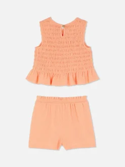 Zestaw z bluzką i szortami z marszczeniami