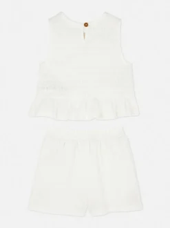 Zestaw z bluzką i szortami z marszczeniami