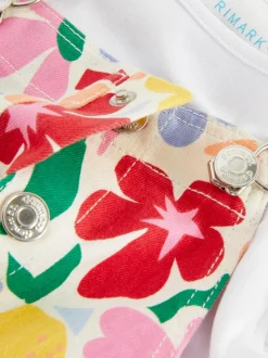 Zestaw z ogrodniczkami w kwiaty