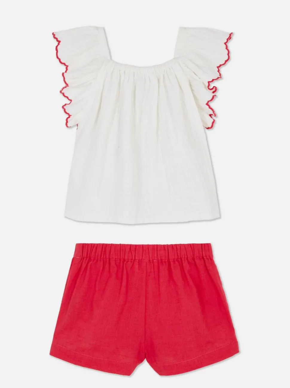 Zestaw z szydełkową bluzką i szortami