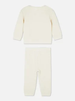 Zestaw z teksturowaną bluzą i spodniami dresowymi