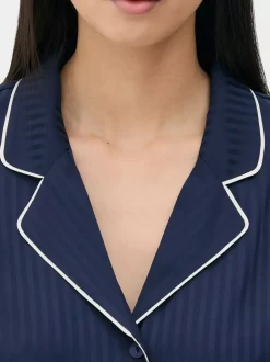 Żakardowa góra od piżamy z długim rękawem