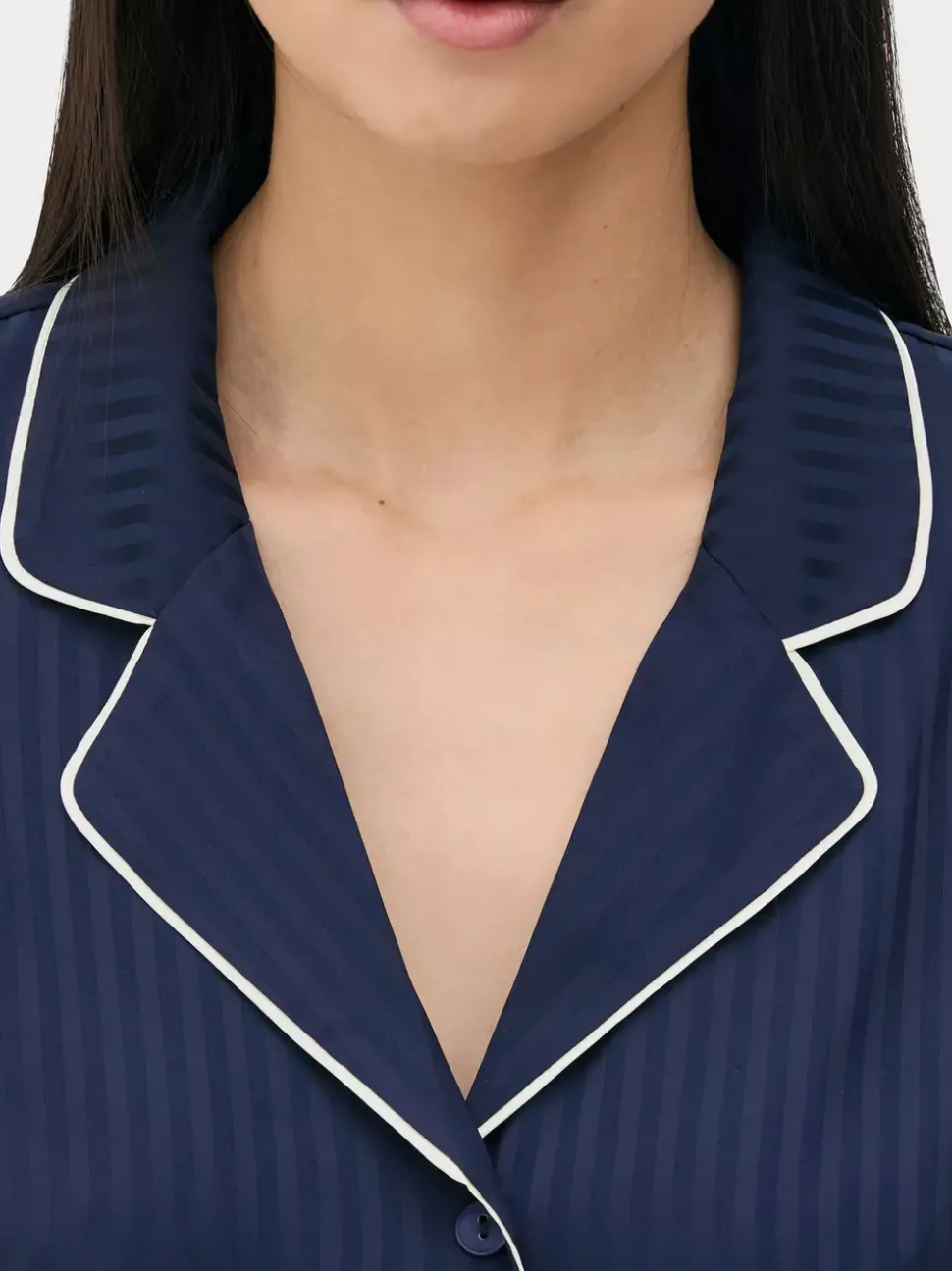 Żakardowa góra od piżamy z długim rękawem