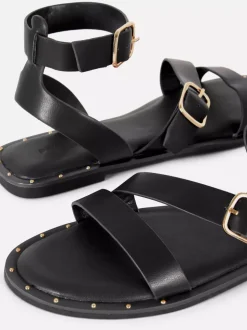 Asymetryczne sandały ze sztucznej skóry z ćwiekami