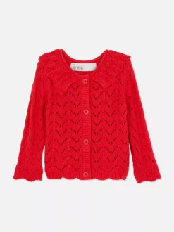 Ażurowy kardigan z kołnierzykiem