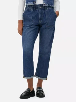 Bawełniane spodnie typu paper bag