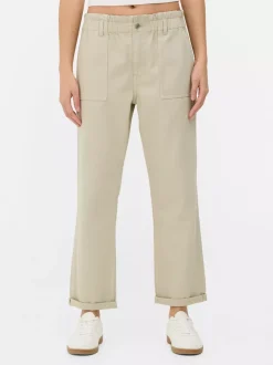 Bawełniane spodnie typu paper bag