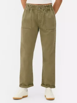 Bawełniane spodnie typu paper bag