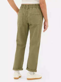 Bawełniane spodnie typu paper bag