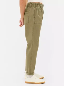 Bawełniane spodnie typu paper bag