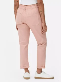 Bawełniane spodnie typu paper bag