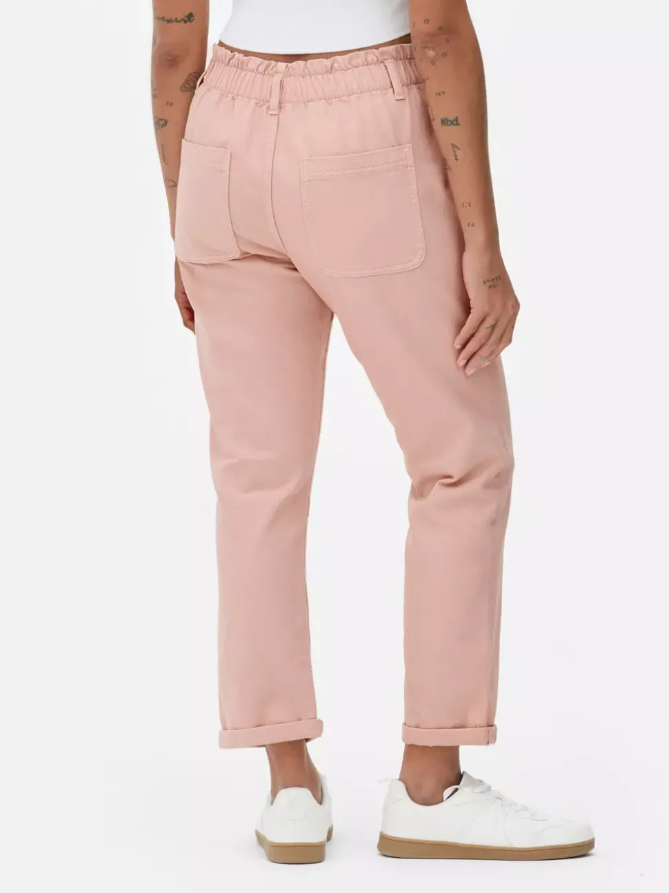 Bawełniane spodnie typu paper bag