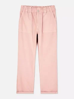 Bawełniane spodnie typu paper bag