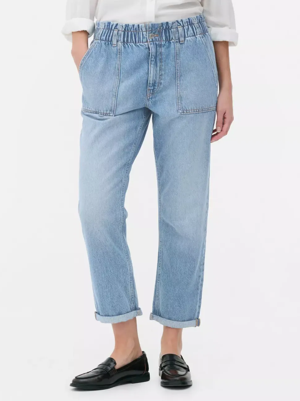 Bawełniane spodnie typu paper bag