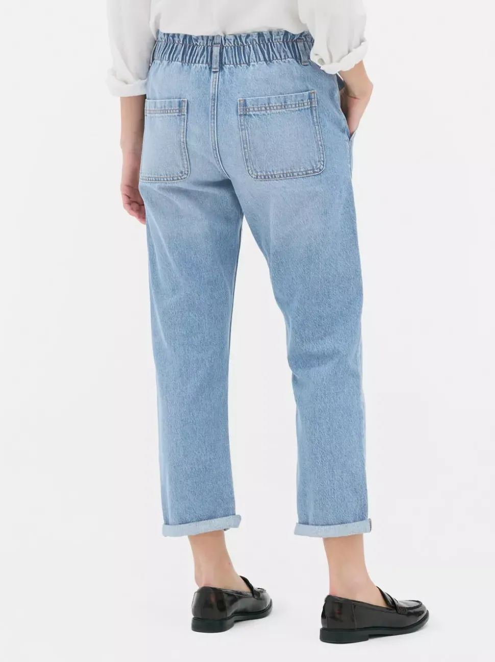 Bawełniane spodnie typu paper bag