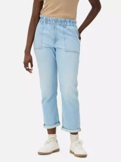 Bawełniane spodnie typu paper bag