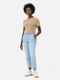 Bawełniane spodnie typu paper bag