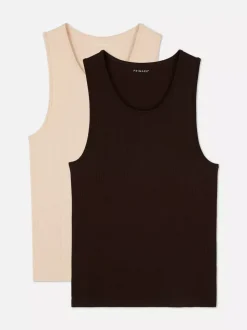 Bezszwowe prążkowane podkoszulki, 2 szt.