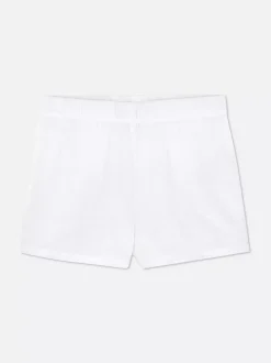 Białe tkane szorty piżamowe