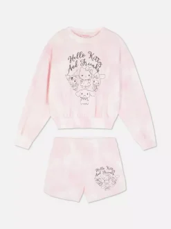 Bluza i szorty ze wzorem tie-dye, motyw Hello Kitty