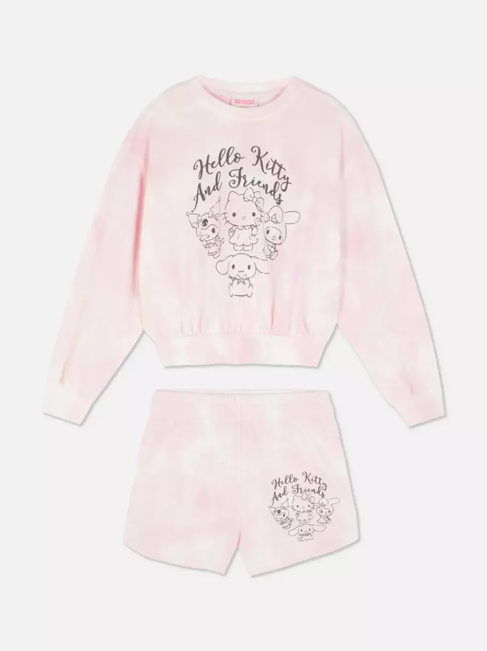 Bluza i szorty ze wzorem tie-dye, motyw Hello Kitty