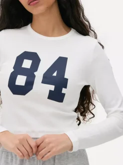 Bluzka w prążki z długim rękawem i okrągłym dekoltem