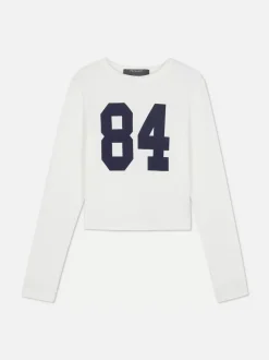 Bluzka w prążki z długim rękawem i okrągłym dekoltem