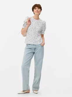 Bluzka z krótkim rękawem w kwiaty