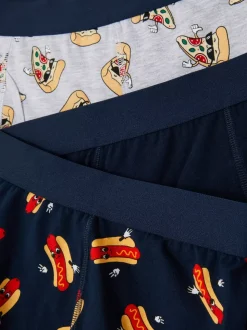 Bokserski z motywem pizzy i hot dogów, 3 pary