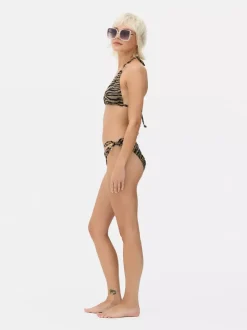 Błyszczący dół od bikini w zeberkę