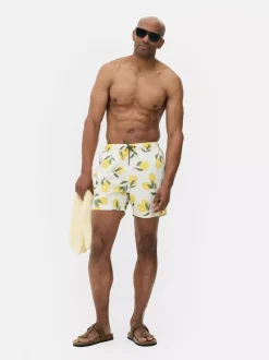 Ściągane sznurkiem szorty kąpielowe z motywem cytryn