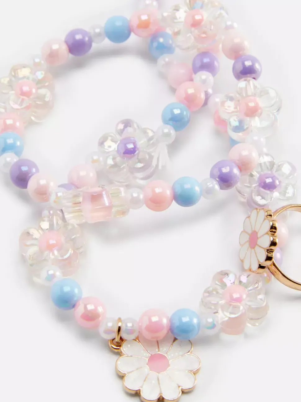 3-częściowy zestaw biżuterii z koralikami i kwiatami