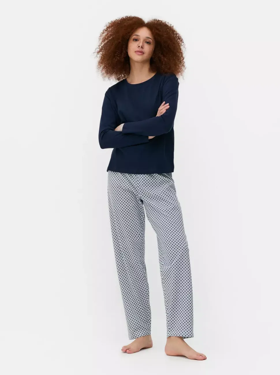 Dżersejowa dwuczęściowa piżama z długim rękawem