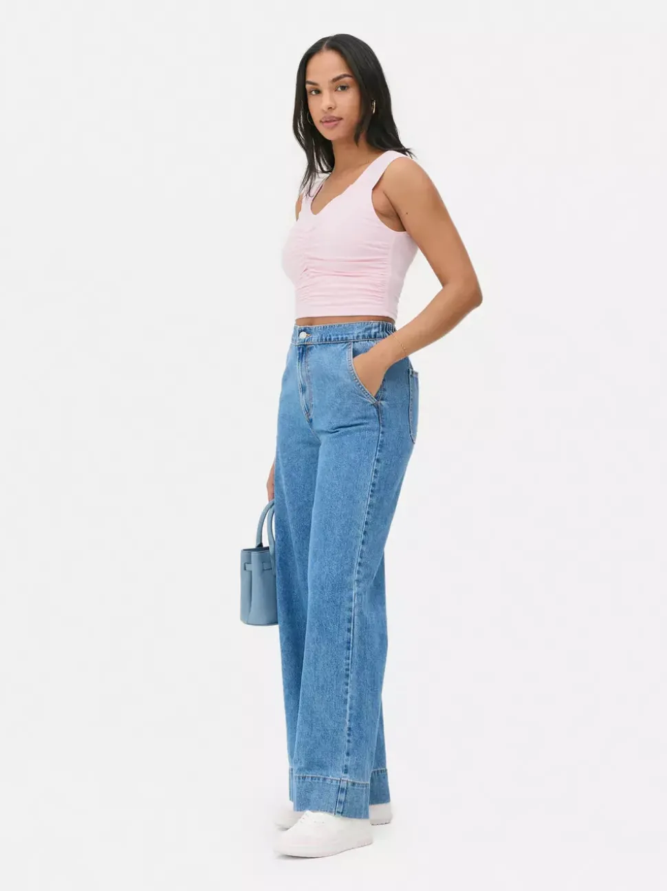 Dżersejowa koszulka bez rękawów z marszczeniami