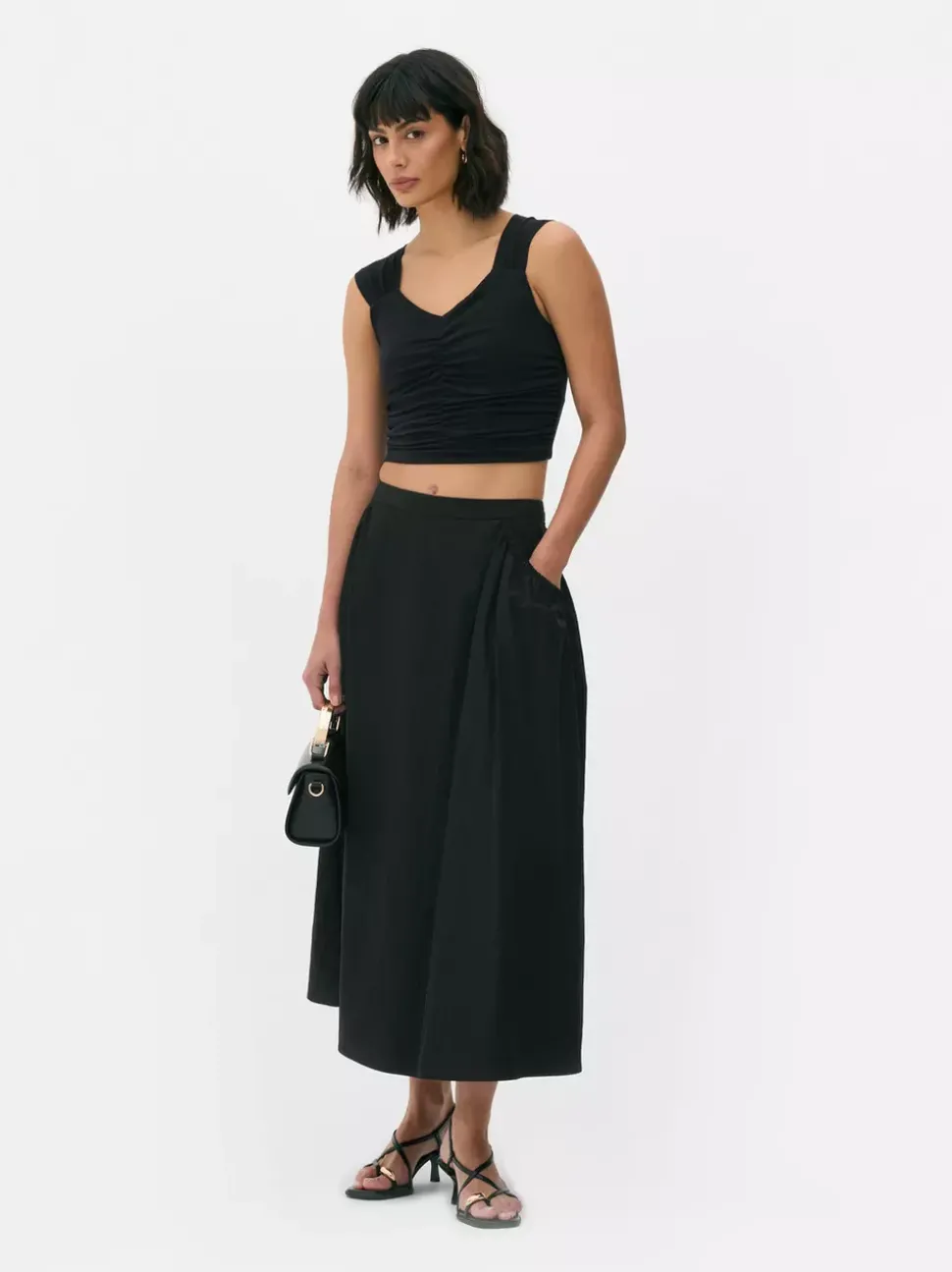 Dżersejowa koszulka bez rękawów z marszczeniami