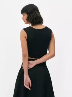 Dżersejowa koszulka bez rękawów z marszczeniami