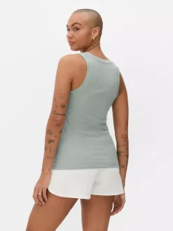 Dżersejowa koszulka prążkowana bez rękawów