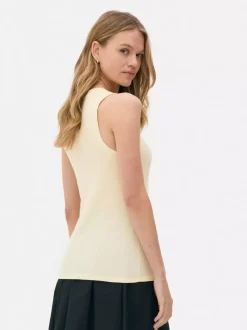 Dżersejowa koszulka prążkowana bez rękawów