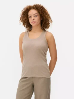 Dżersejowa koszulka prążkowana bez rękawów