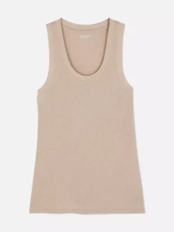 Dżersejowa koszulka prążkowana bez rękawów