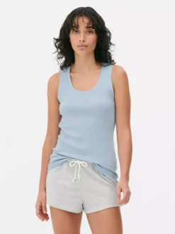 Dżersejowa koszulka prążkowana bez rękawów