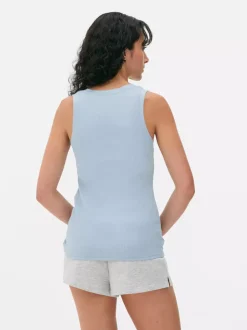 Dżersejowa koszulka prążkowana bez rękawów