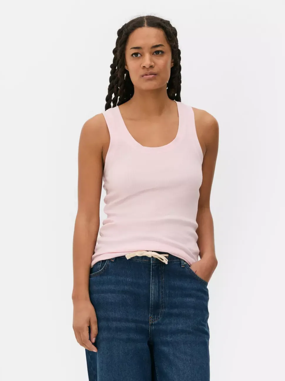 Dżersejowa koszulka prążkowana bez rękawów