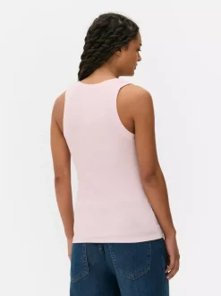 Dżersejowa koszulka prążkowana bez rękawów