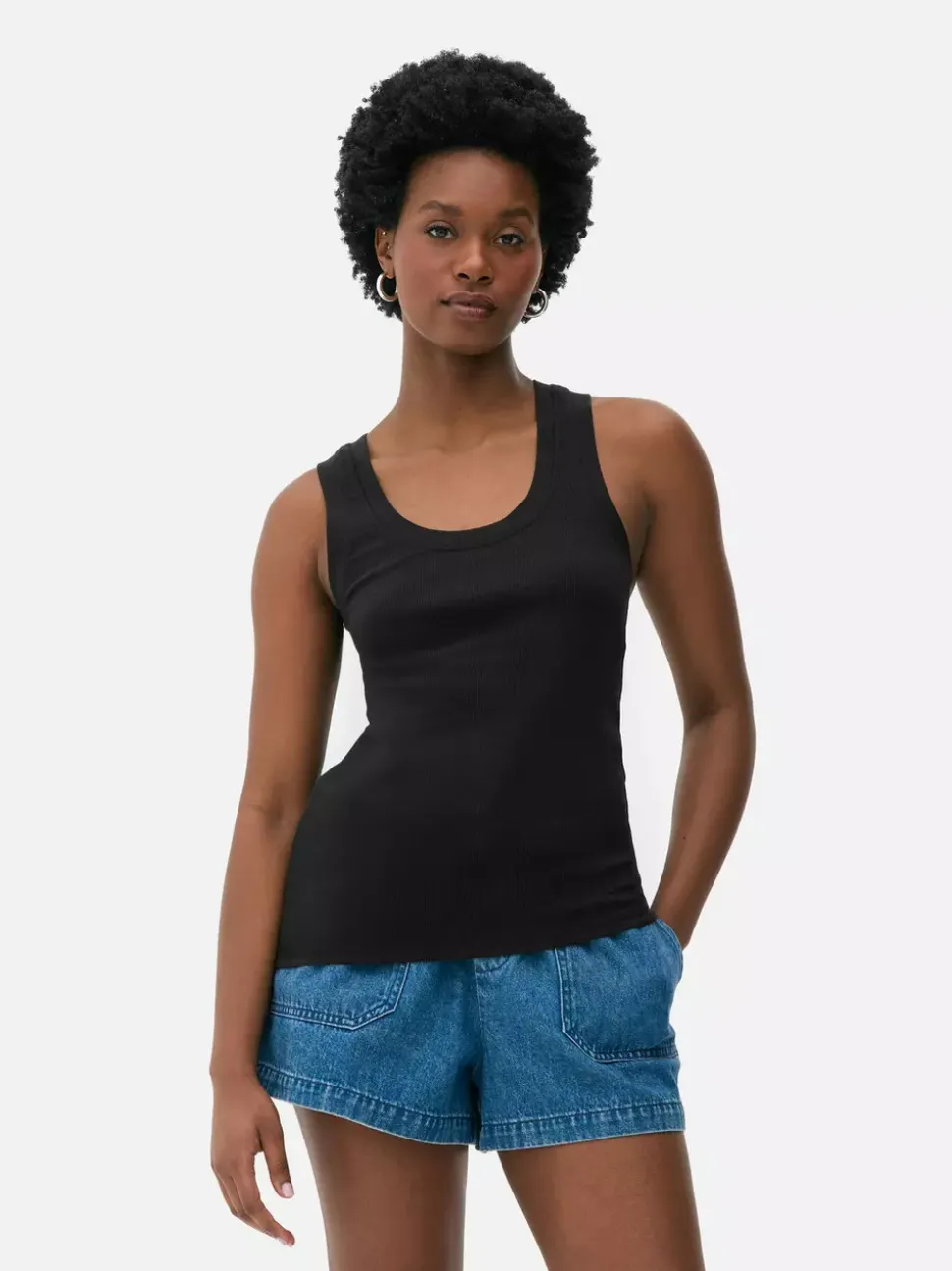 Dżersejowa koszulka prążkowana bez rękawów