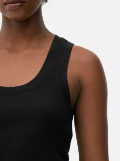 Dżersejowa koszulka prążkowana bez rękawów