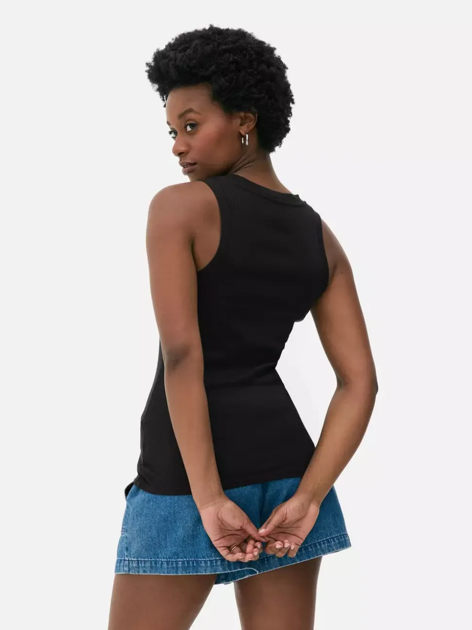 Dżersejowa koszulka prążkowana bez rękawów